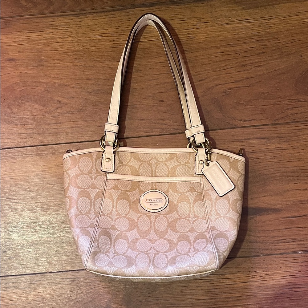 Coach Beige Signature Shoulder Bag